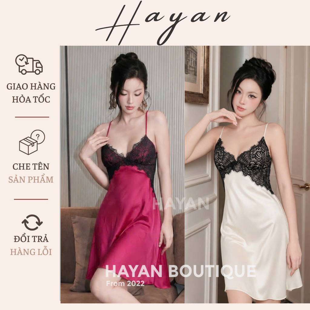 HT136a Váy ngủ sexy phối ren xẻ v1 kèm ĐỆM LÓT,đồ ngủ lụa xoè nhẹ hở lưng gợi cảm HT136a MÚT