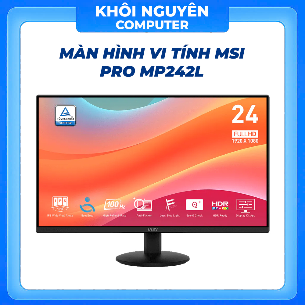 Màn Hình Máy Tính MSI Pro MP242L 24 Inch IPS 100Hz FHD 1ms HDMI DP Kèm Cáp Chính Hãng