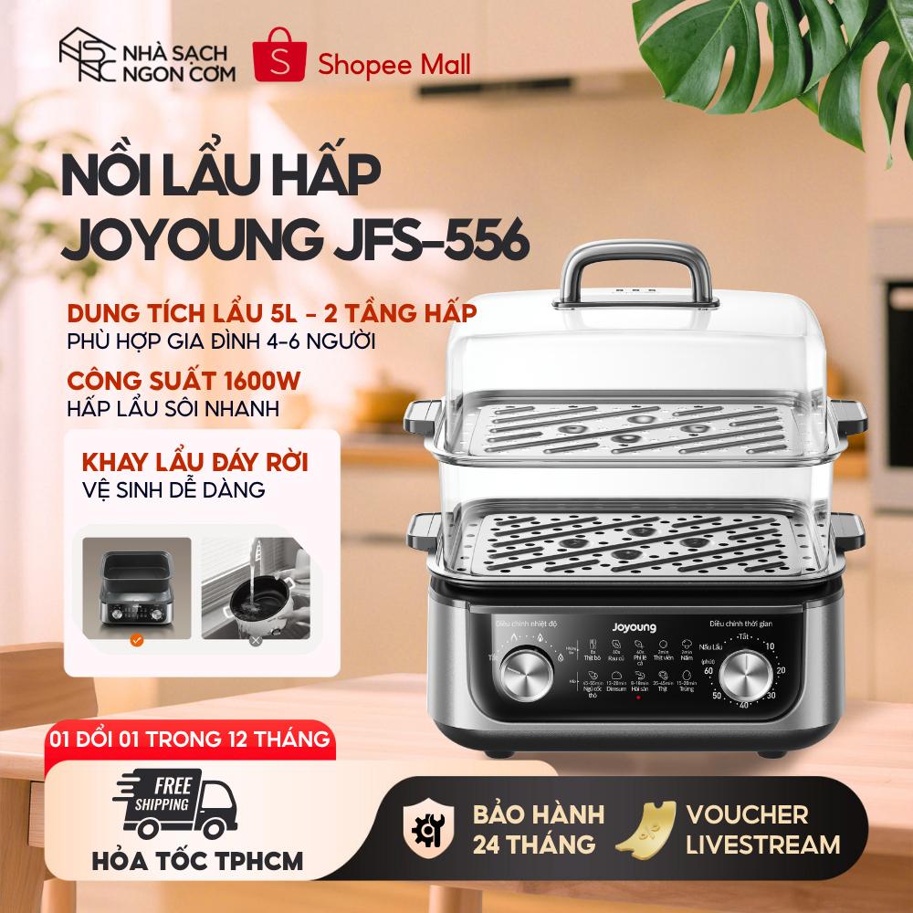 Nồi lẩu hấp đa năng Joyoung dung tích 16L 1600W JFS-556- BH 2 năm