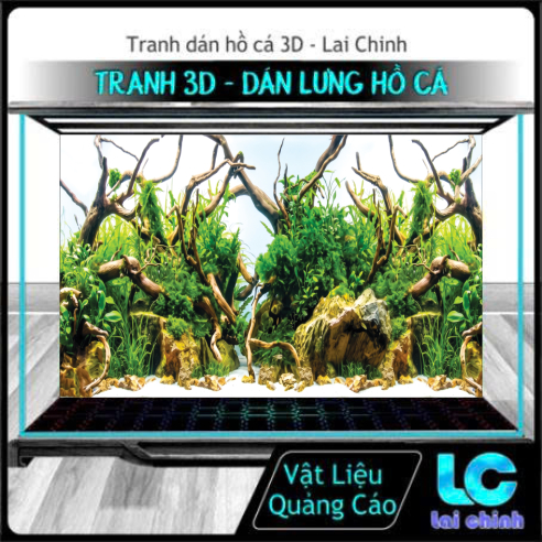 Tranh 3d Decal có sẵn keo, Tranh Dán Bể Cá Thủy Sinh, Bể Cá Rồng (Tranh Dán Lưng)_TS 107
