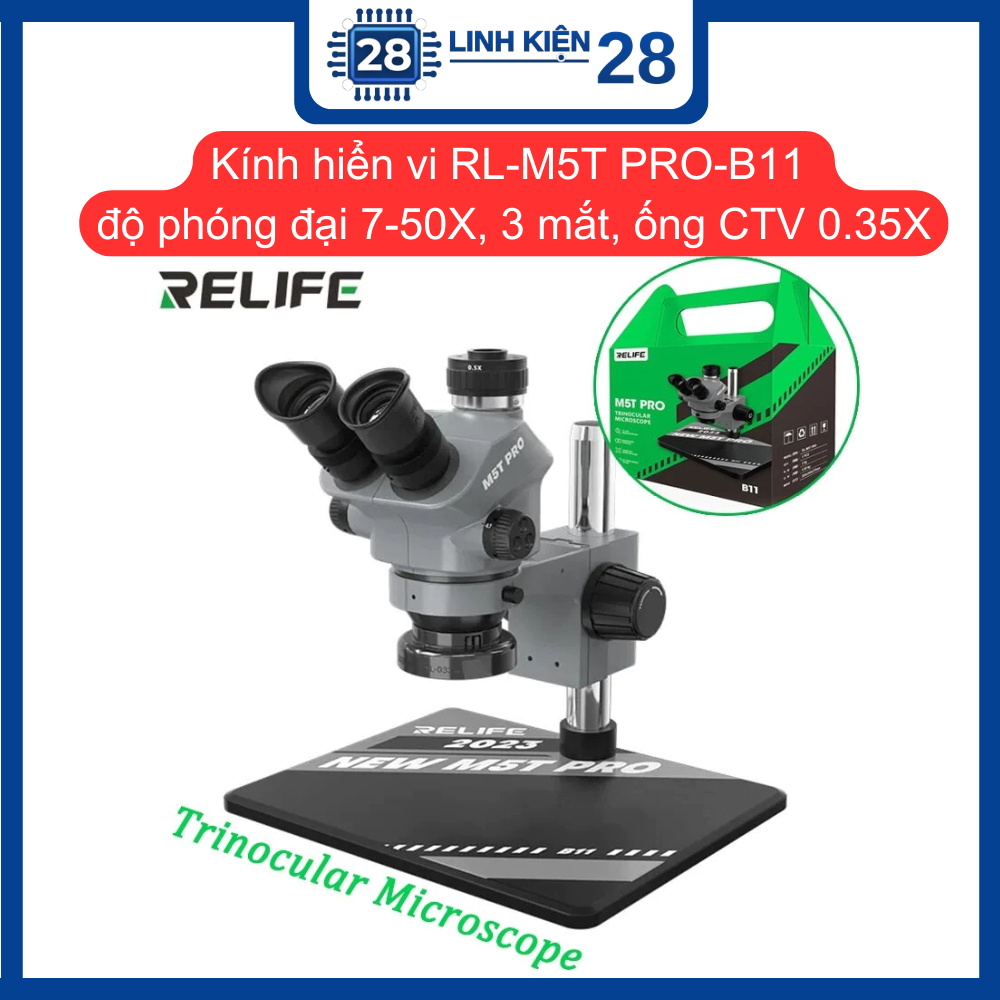 Kính hiển vi RL-M5T PRO-B11 độ phóng đại 7-50X, 3 mắt, ống CTV 0.35X. linhkien_28