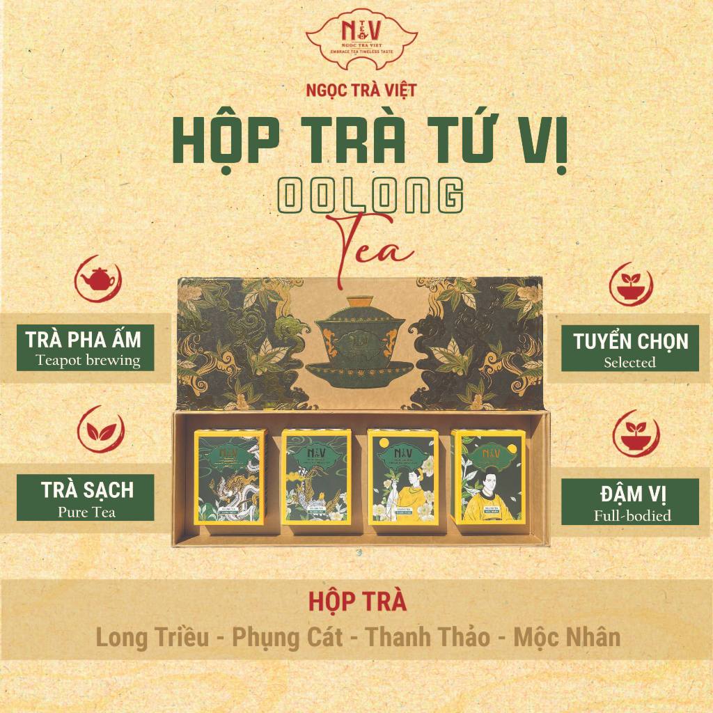 Hộp Trà Oolong Tứ Vị 4 hộp - Oolong Tea Variety Gift Box (4 Flavors)