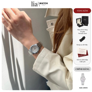 [LiaWatch] - Hàng chính hãng full box - Đồng hồ nữ Scottie The Aley dây bản trơn độc đáo đính đá lấp lánh và thanh lịch