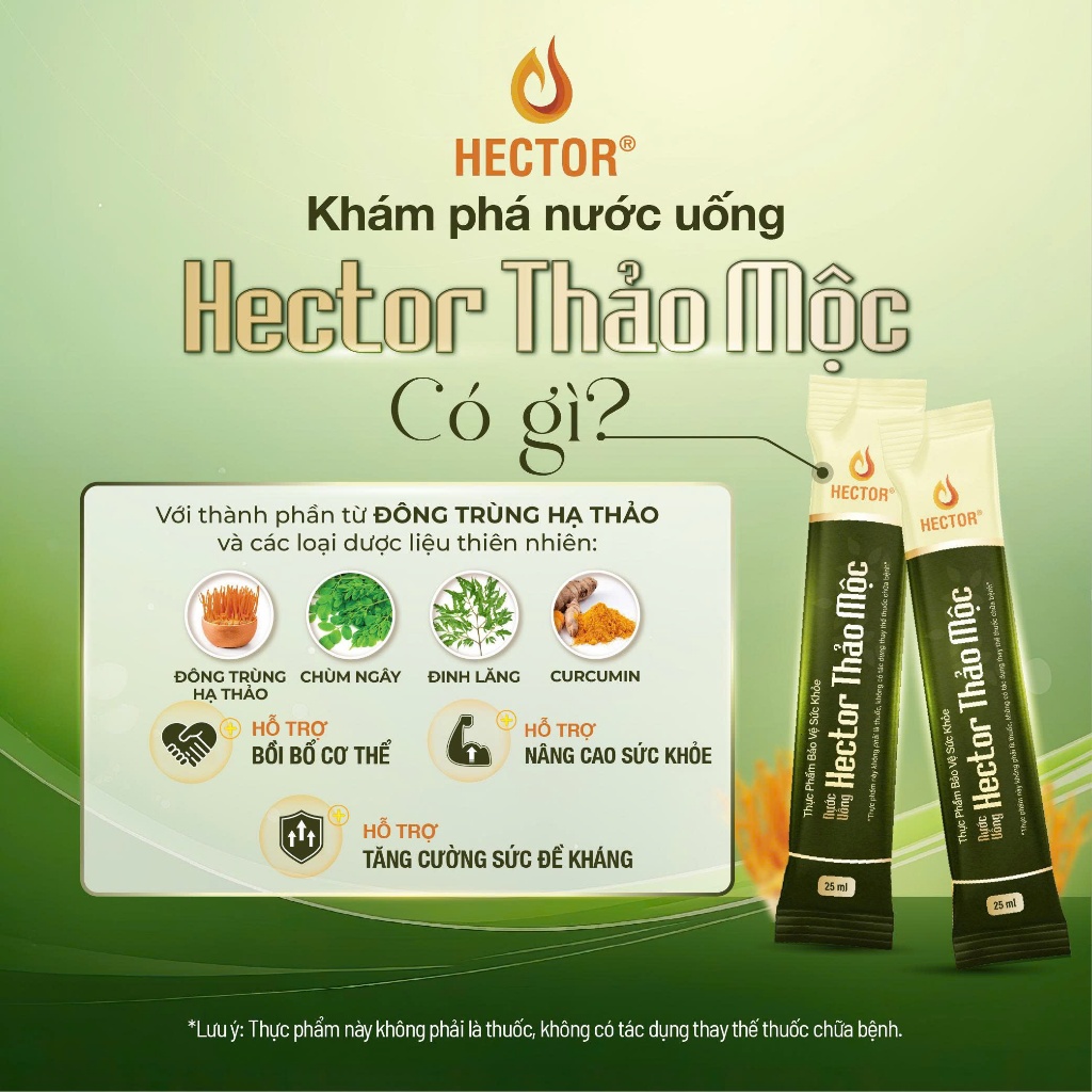 Combo 2 hộp Nước uống đông trùng hạ thảo hector thảo mộc hỗ trợ bồi bổ cơ thể, tăng sức đề kháng