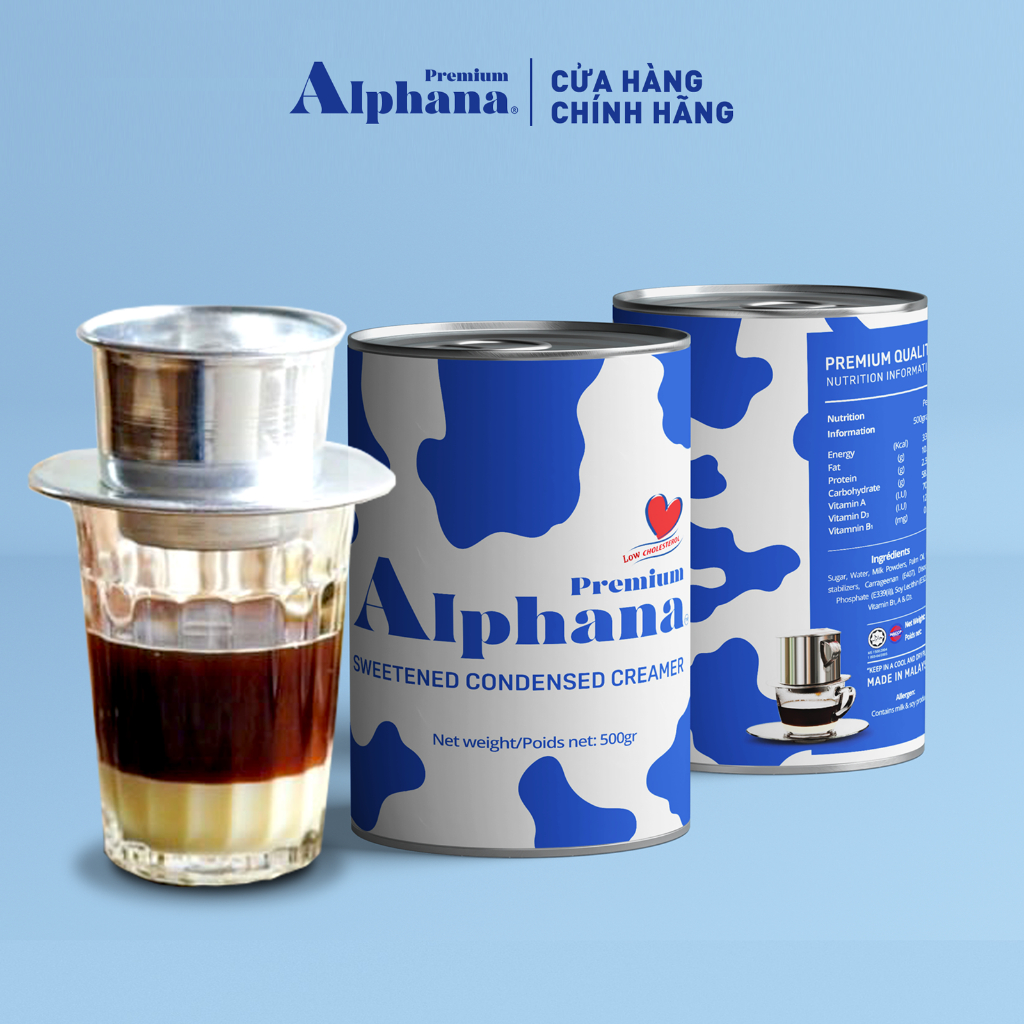 Combo 2 Lon Sữa Đặc Có Đường Premium Alphana Nhập Khẩu Malaysia 500g/lon Giàu Protein Vitamin A D3 B