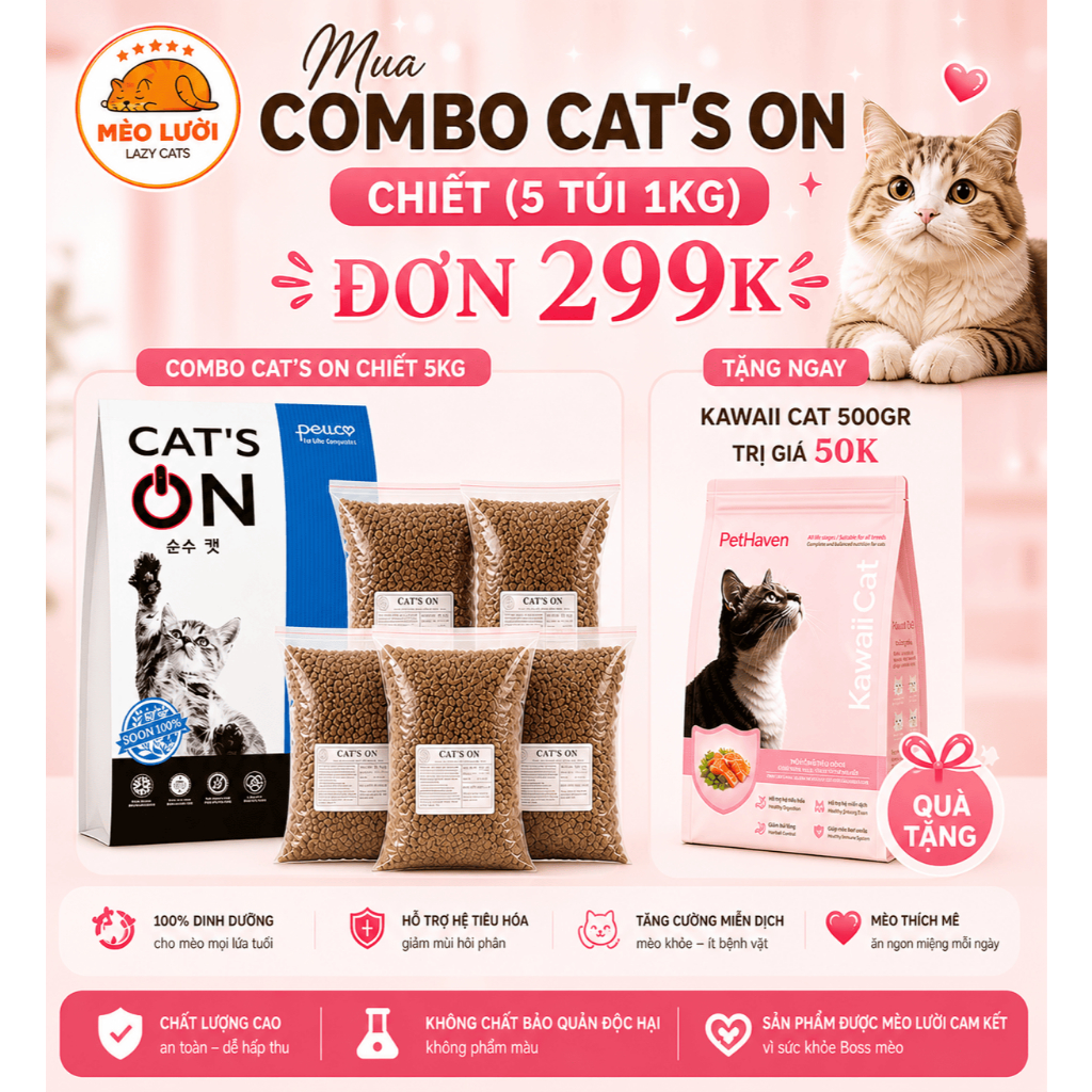 Combo 5kg chiết Cat's On - Hạt khô Cat On Hạt thức ăn mèo