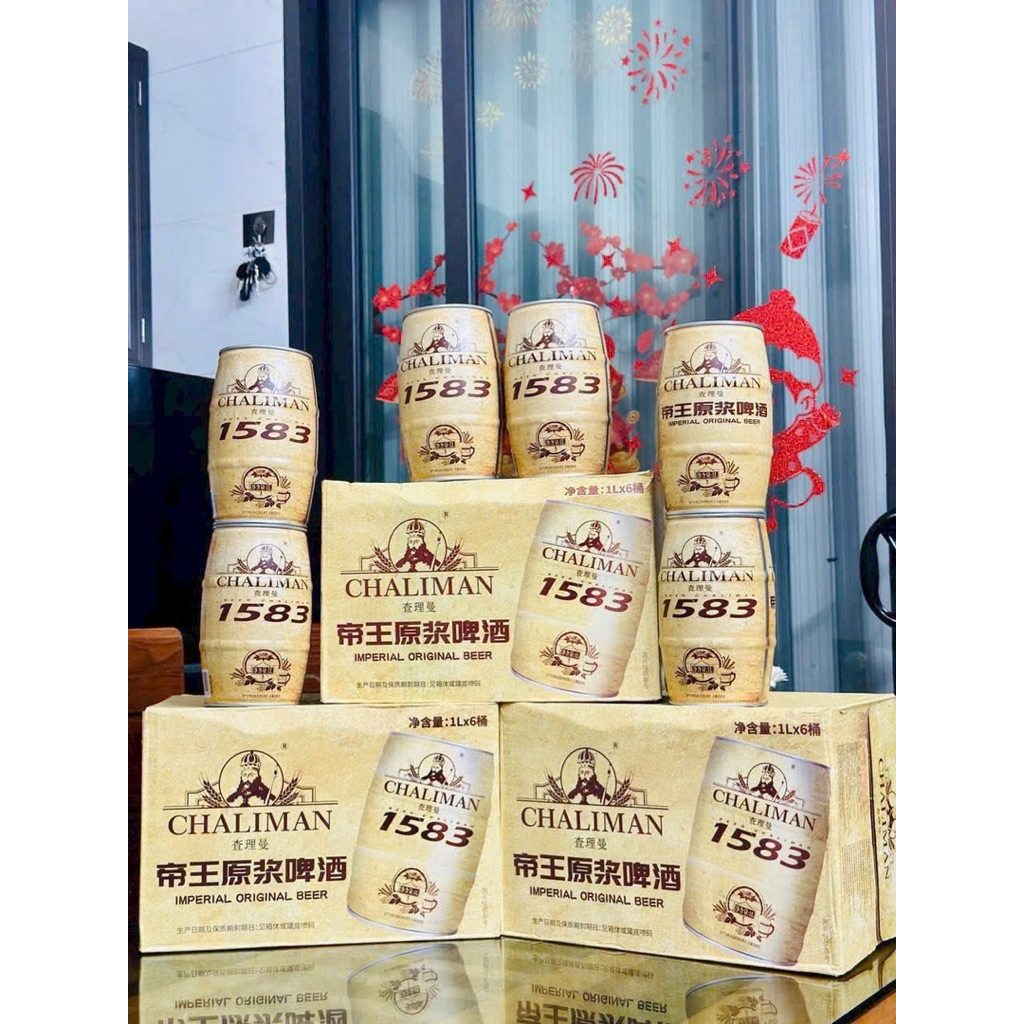 Thùng 6 lon bia Chaliman 1583 nhập khẩu nội địa Trung Quốc thức uống lúa mạch giải khát (Sỉ 2xx)