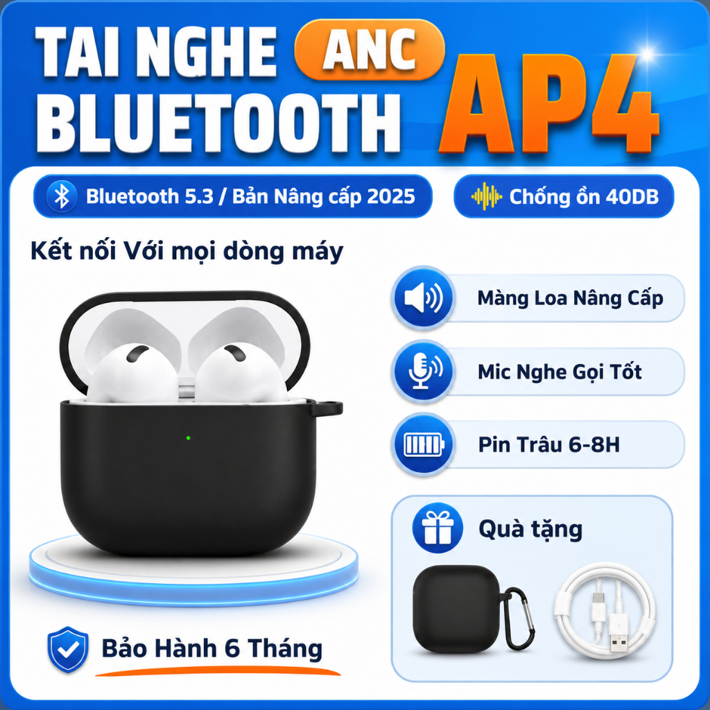 Tai Nghe Bluetooth Hổ Vằn Bản AP4 Bass To, Full Tính Năng, Định Vị Đổi Tên, Tự Động Kết Nối,Pin Trâu