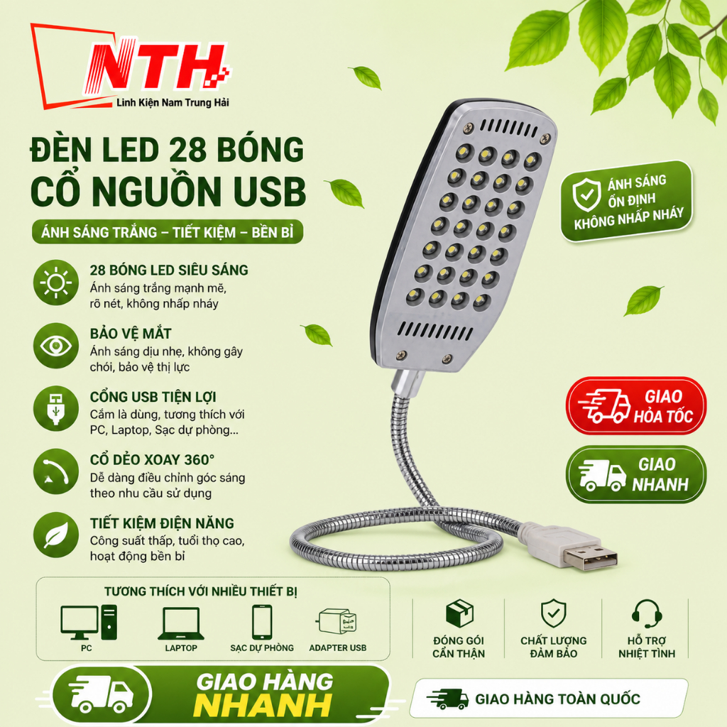 ĐÈN LED 28 BÓNG USB SIÊU SÁNG