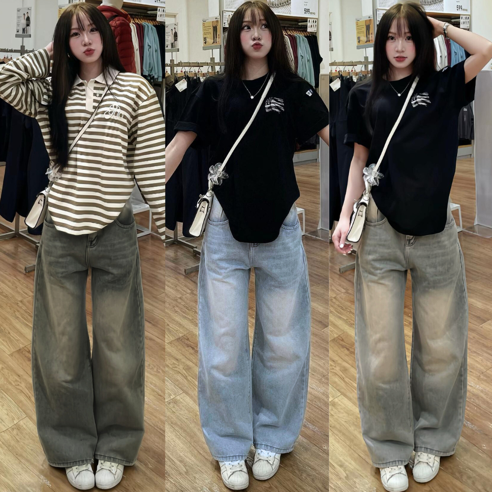 Quần Jeans  Suông Ống Rộng Đứng  MIAA Cạp Cao Màu RETRO , Quần Jeans Ống Suông Ver 1 nhiều màu tôn dáng form unisex | BigBuy360 - bigbuy360.vn