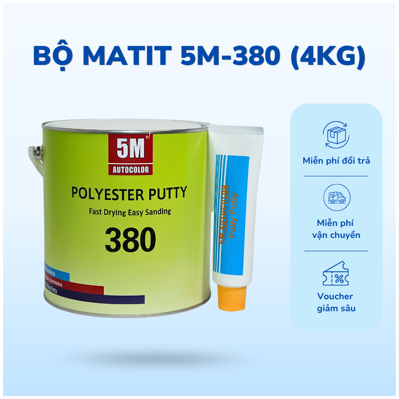 Bột bả, Matit 5M-380, 5M Autocolor (bộ 4kg gồm chất đóng rắn)