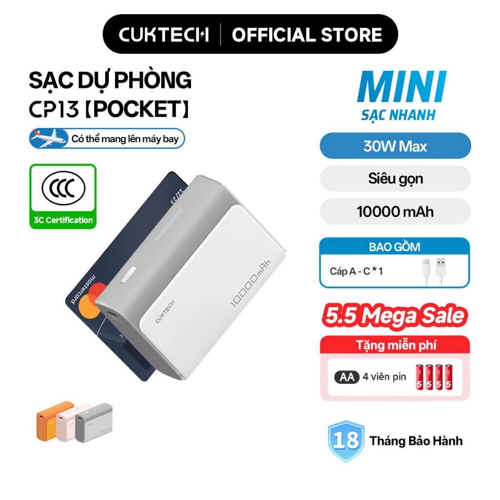 【Được chứng nhận CCC】CUKTECH Pin Dự Phòng Mini 10000mAh Sạc Nhanh 30W – Hỗ Trợ iP16/15/14 | BigBuy360 - bigbuy360.vn