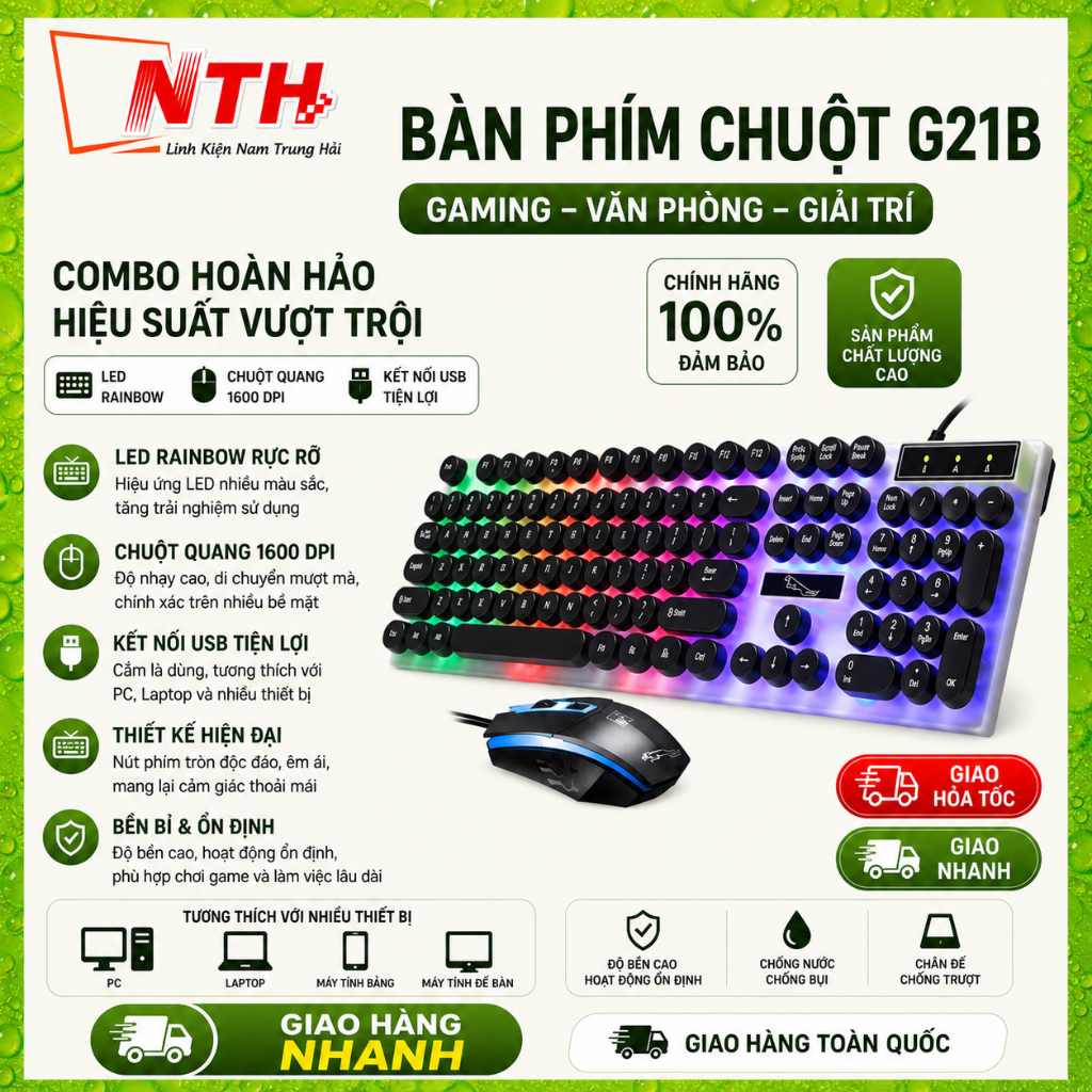 Combo Phím Chuột G21b nút tròn