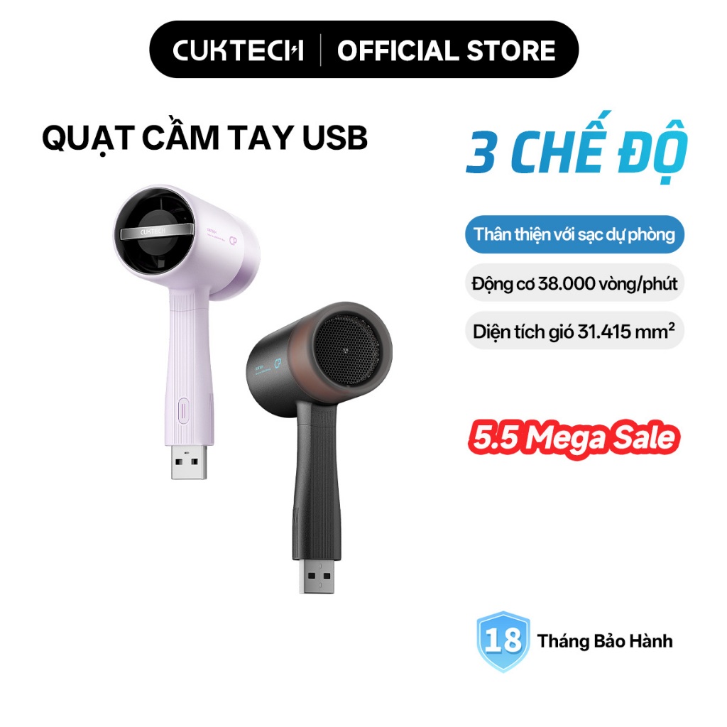 CUKTECH Quạt Cầm Tay Mini Ngoài Trời USB – 3 Cấp Độ Gió, Tương Thích Powerbank, Quạt Di Động | BigBuy360 - bigbuy360.vn