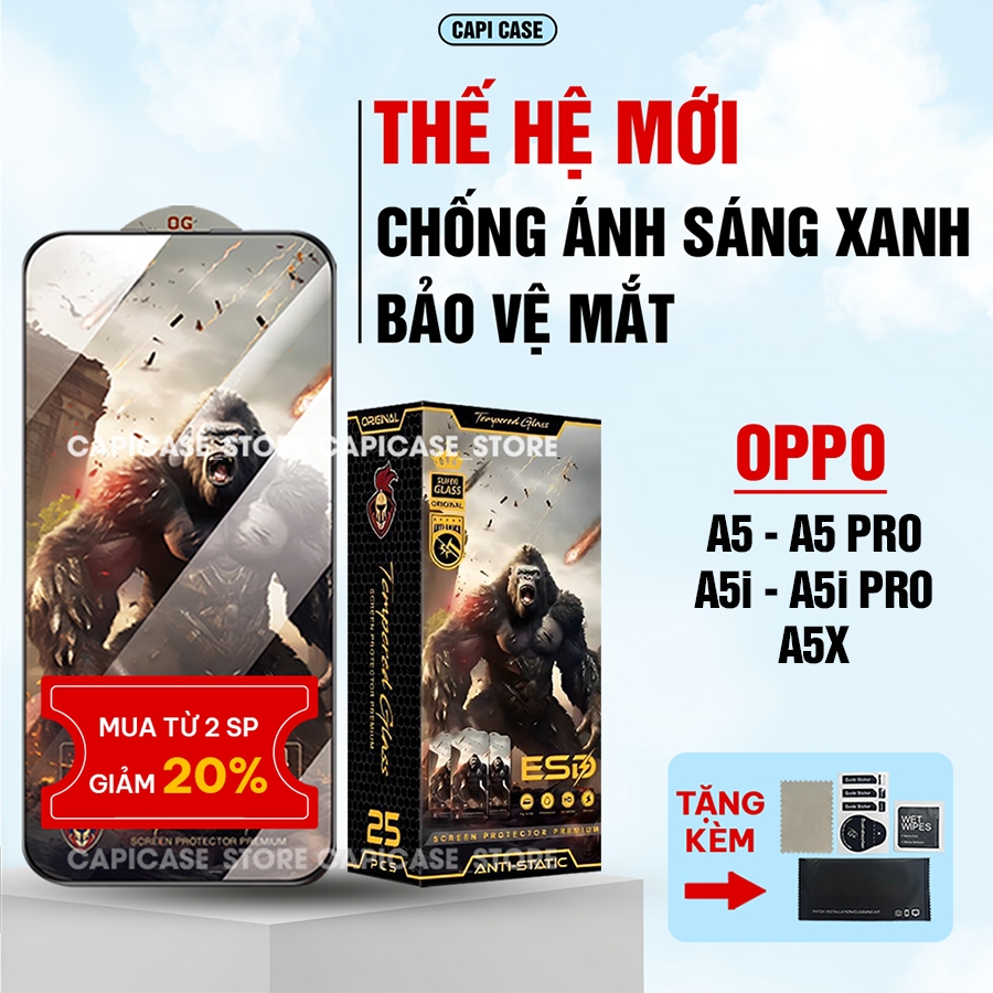 Kính cường lực Oppo A5 / A5 pro / A5i / A5i pro / A5X full màn trong suốt,chống ánh sáng xanh,bảo vệ