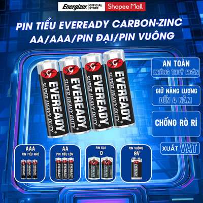 Pin Tiểu Energizer Eveready AA/AAA/D/9V – Pin 2A/3A, Pin Đại, Pin Vuông Chính Hãng, Không Thủy Ngân, An Toàn, Giá Tốt
