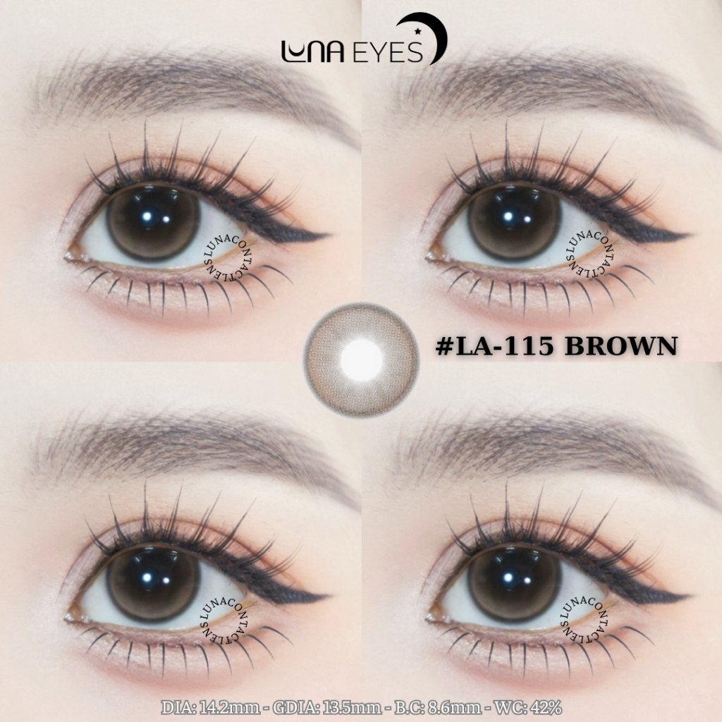 [6M] Lens Kính áp tròng 115 Brown JOLLY STORE lens nâu mắt mèo tự nhiên giãn vừa 14.2mm LUNA EYES