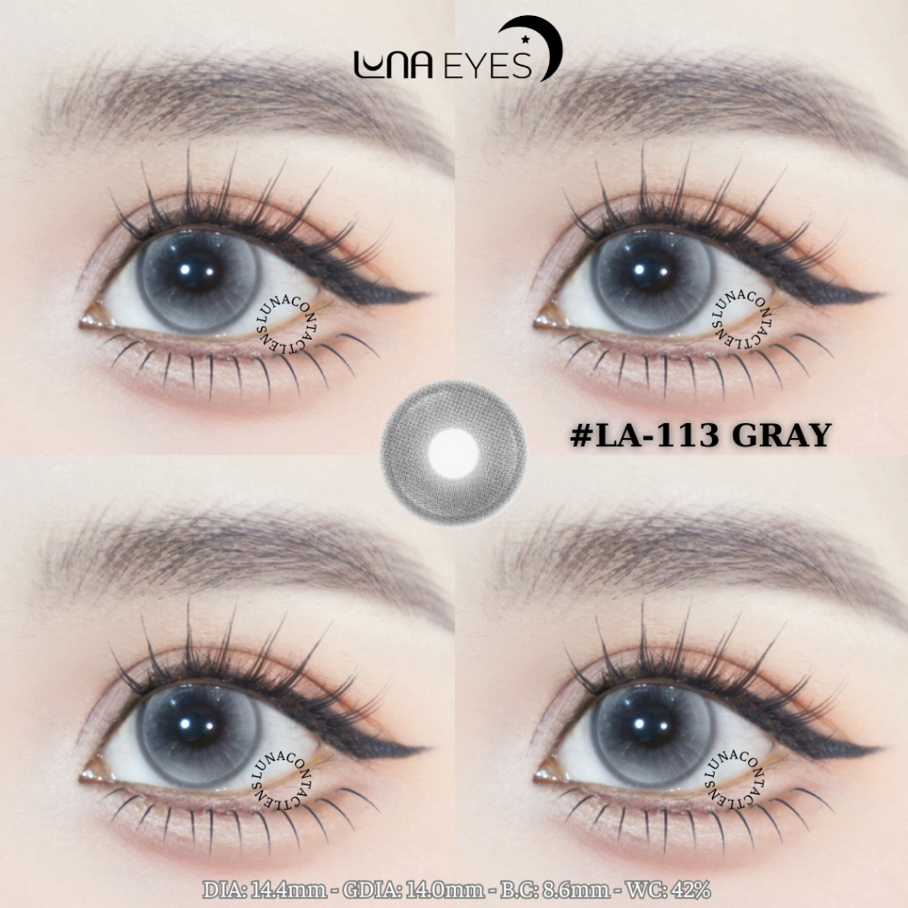 [6M] Lens Kính áp tròng 113 Gray JOLLY STORE lens xám bling tự nhiên giãn to 14.4mm LUNA EYES