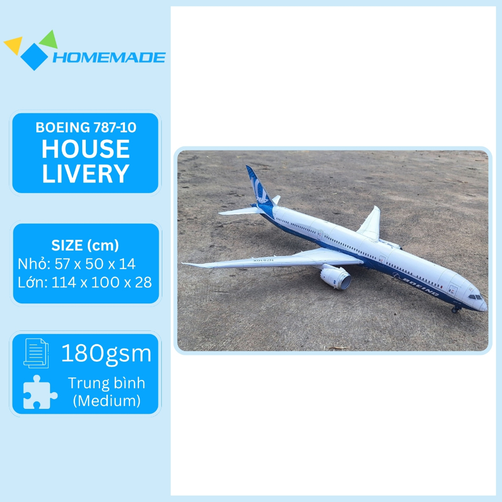 Bộ Kit Mô Hình Giấy Máy Bay Thương Mại Boeing 787-10 House Livery
