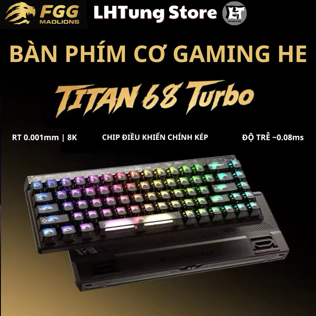 [Hoả Tốc] Bàn phím cơ gaming FGG TITAN68 Turbo | Rapid Trigger | 0.001mm RT | 8000hz | 0,08ms | LHTu
