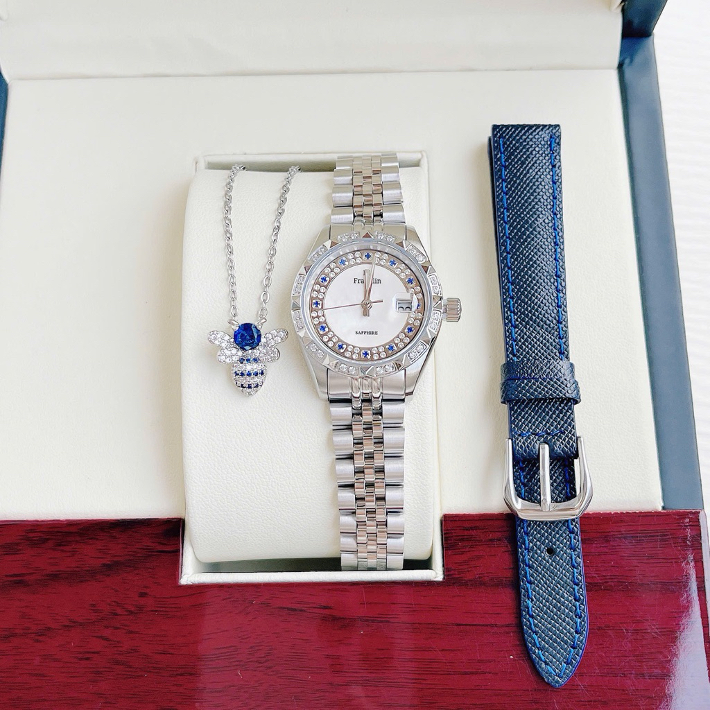 [Chính Hãng 100%] Sét Đồng Hồ Nữ FL Franklin FL8686 (8686) Máy Quartz (Pin) Kính Khoáng Siz 28mm Ful