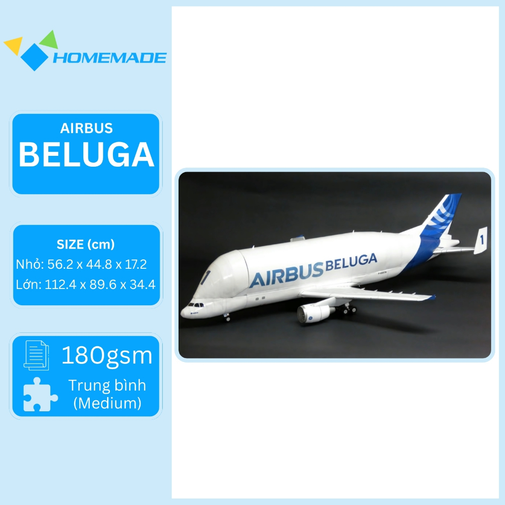 Bộ Kit Mô Hình Giấy Máy Bay Vận Tải Airbus Beluga