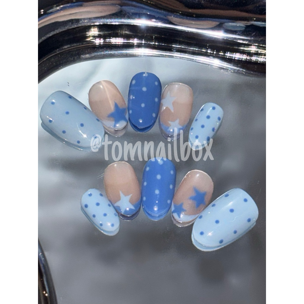 [MUA 1 TẶNG 1] nailbox xanh dương ngôi sao chấm bi ahihi đồ chó - tomnailbox