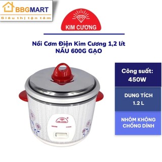 NỒI CƠM ĐIỆN KIM CƯƠNG NẮP RỜI 1.2 LÍT công suất 450w Nắp Rời lòng nhôm trắng không chống dính