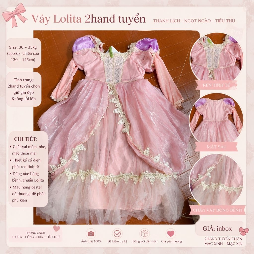 💗 Váy Lolita Hồng Pastel – Ngọt Ngào Chuẩn Công Chúa | 2hand Tuyển