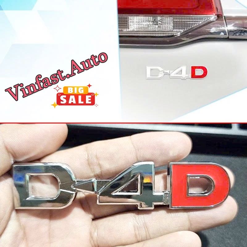 Chữ Nổi D4D Dán Sau Xe Toyota - Tem Chữ D4D Dán Phía Sau Xe Toyota