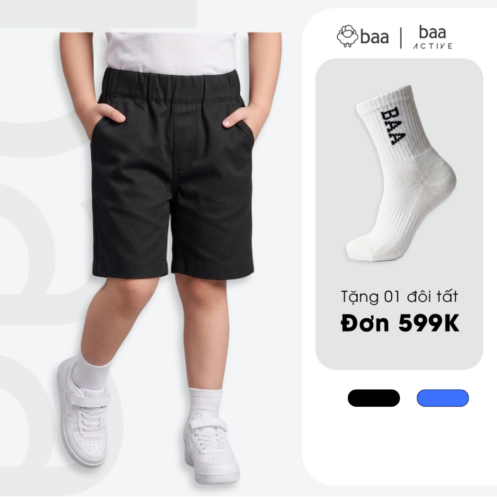 Quần short kaki bé trai cho bé trai kiểu dáng basic từ 1- 10 tuổi Baa Baby -QU04N