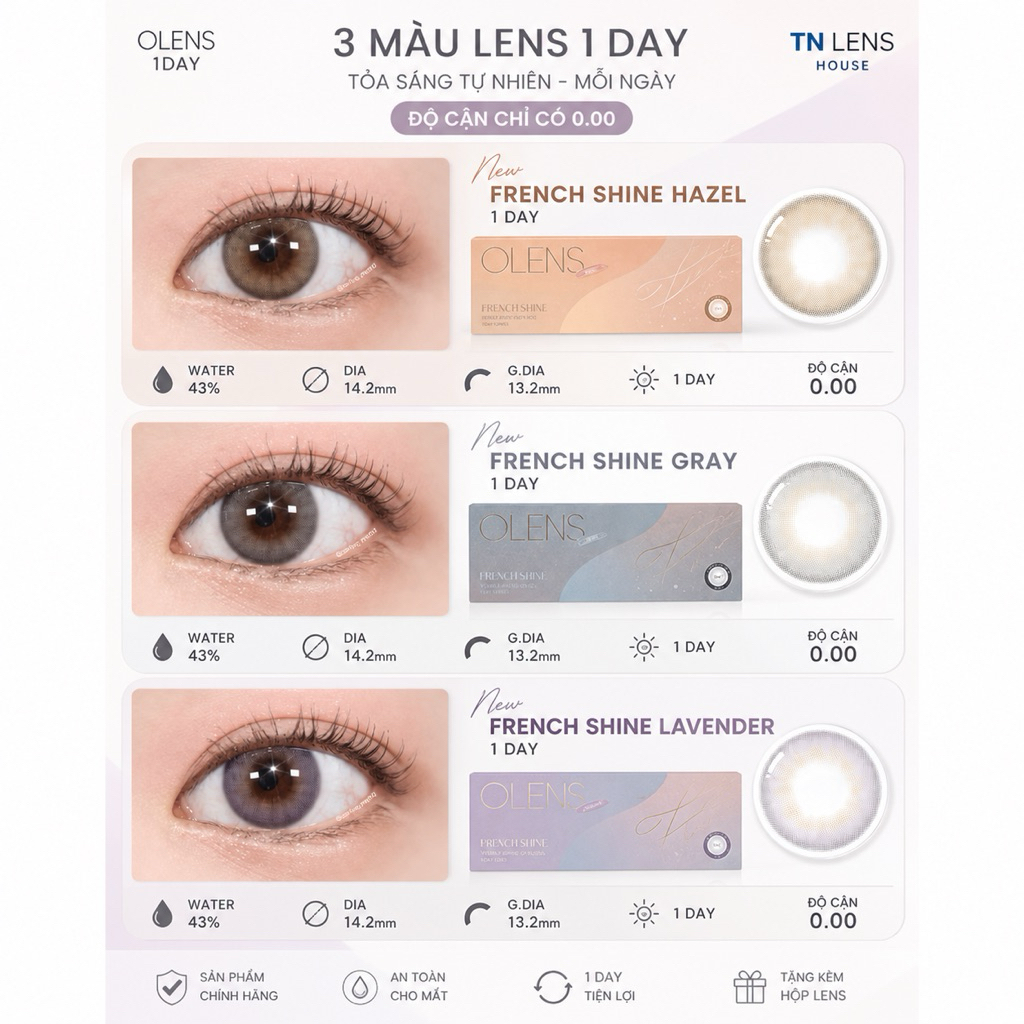 [HỎA TỐC HCM](GIÁ 1 ĐÔI) Lens 1Day 𝐒𝐞𝐫𝐢𝐞𝐬 𝙁𝙧𝙚𝙣𝙘𝙝 𝙎𝙝𝙞𝙣𝙚  hãng 𝙊𝙇𝙀𝙉𝙎 Chính Hãng