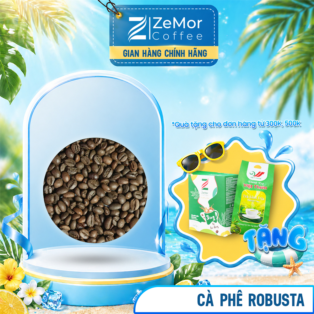 ZeMor Coffee - Cà Phê Robusta Hạt Rang Mộc S18 Natural CF02001 (1 Kg)