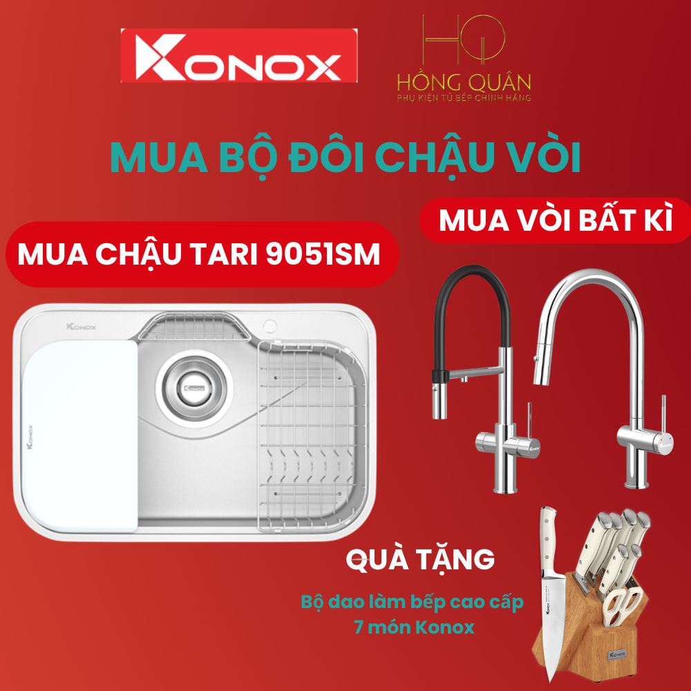 Chậu rửa bát 1 hố phong cách Nhật TARI 9051SM CHÍNH HÃNG KONOX.