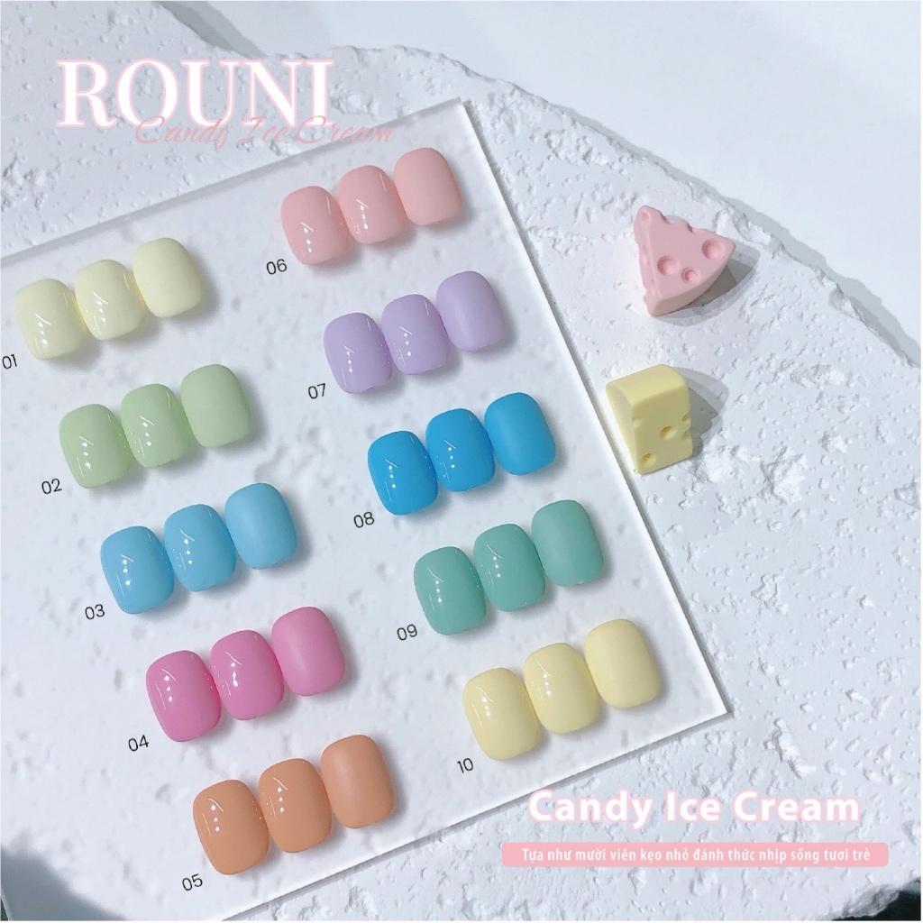 ROUNI Sơn gel 10 màu kẹo xu hướng hot mùa hè mới 2026 kẹo macaron sáng tay tôn da chuyên tiệm nail