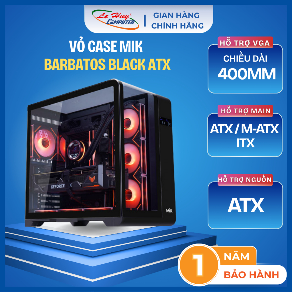Vỏ Case PC MIK BARBATOS Black ATX - Hàng Chính Hãng