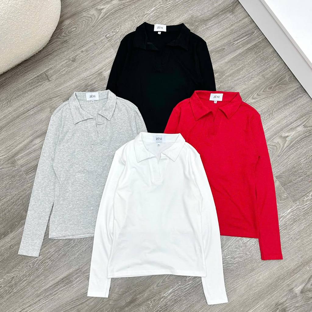 Áo thun Zeni tay dài trơn cổ polo (AZ388)