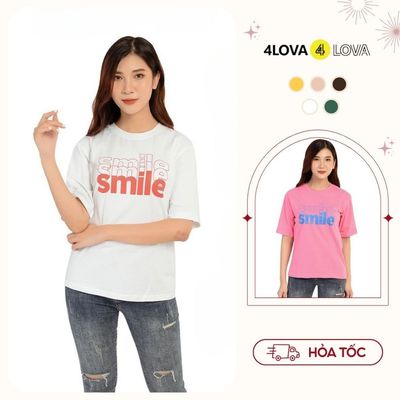Áo thun nữ tay lỡ 4LOVA Smile phong cách thời trang năng động, trẻ trung