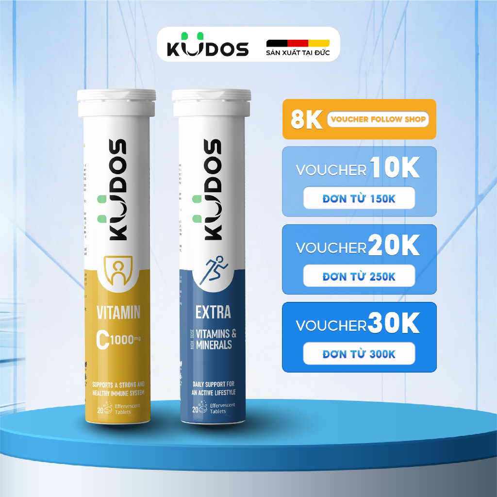 Combo Thực phẩm bảo vệ sức khỏe KUDOS VITAMIN C 1000MG + KUDOS EXTRA HIGH DOSE VITAMINS & MINERALS (
