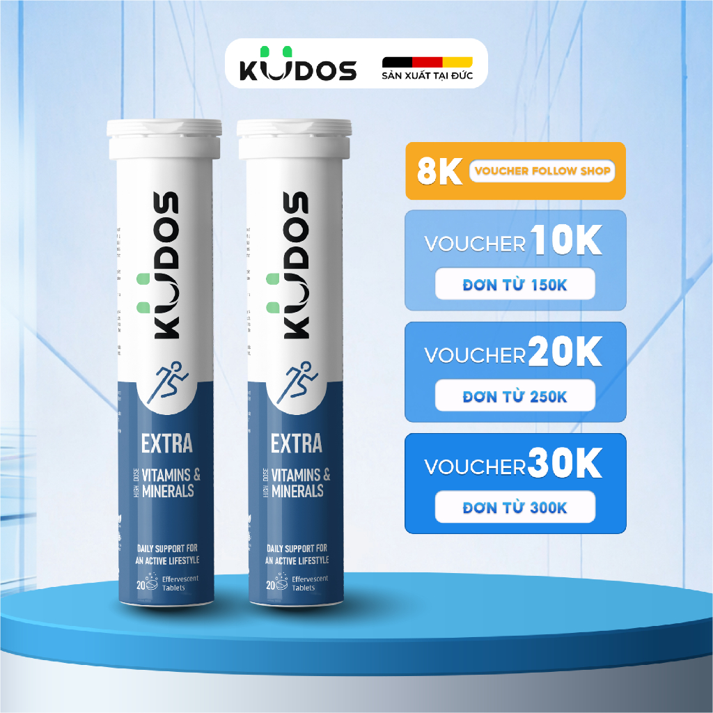 Combo 2 Tuýp Thực phẩm bảo vệ sức khỏe KUDOS EXTRA HIGH DOSE VITAMINS &  MINERALS (20 viên/ tuýp)
