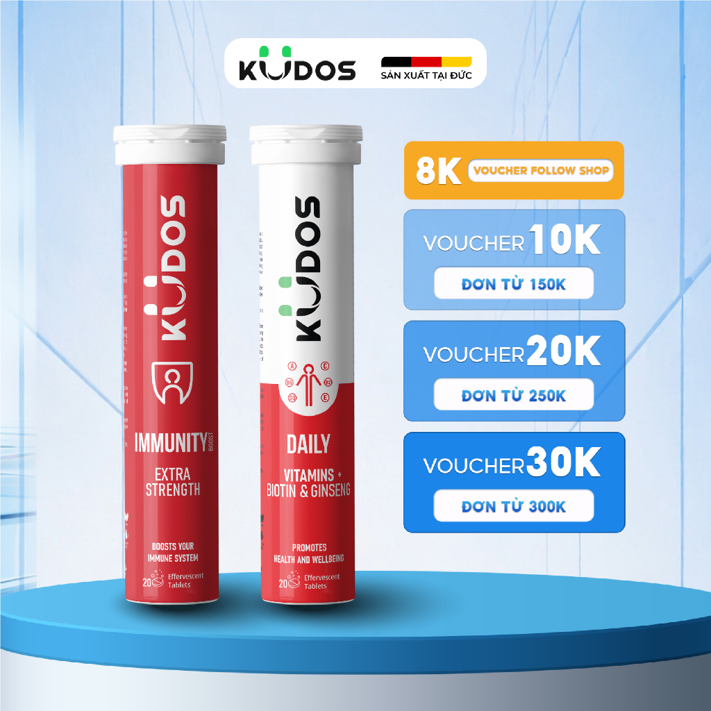 Combo Thực phẩm bảo vệ sức khỏe  KUDOS IMMUNITY + KUDOS DAILY (20 viên/tuýp)