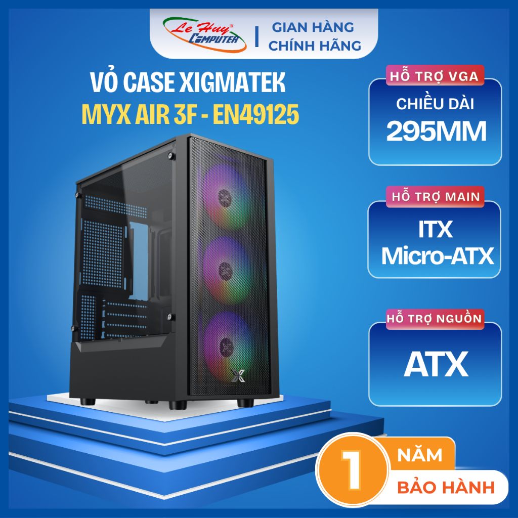Case Xigmatek Myx Air 3F Black (EN49125) - Kèm 3 Fan