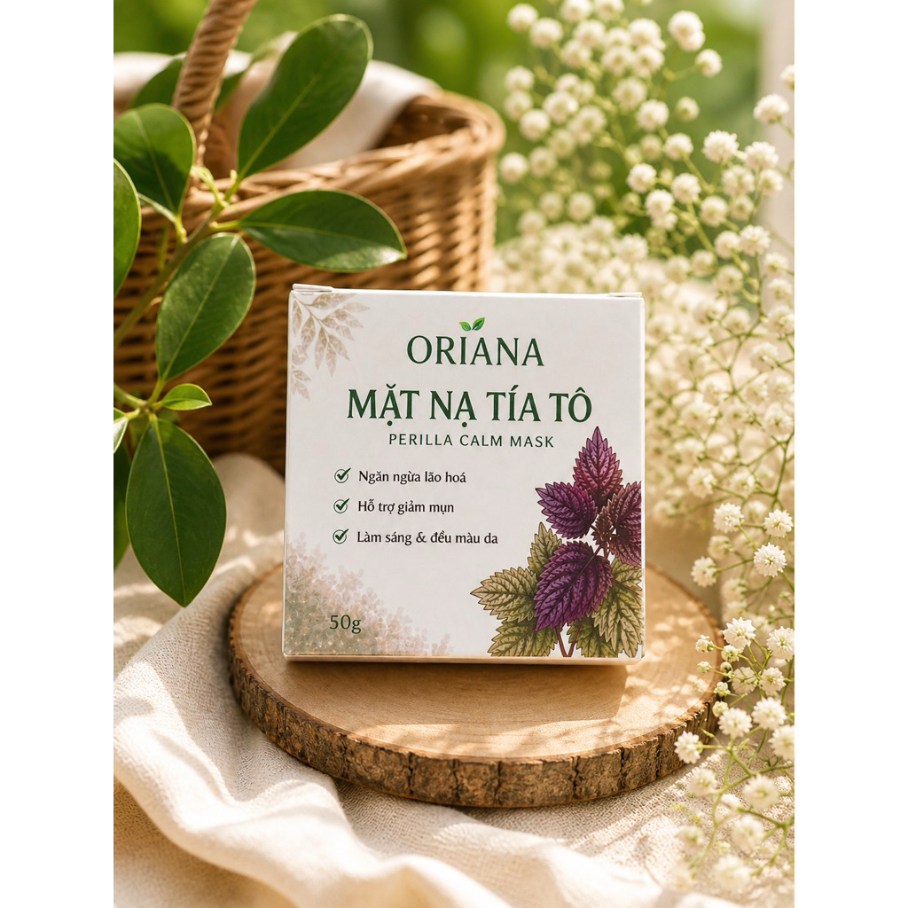 * Mặt nạ tía tô Oriana giảm mụn, làm dịu da, hỗ trợ trị mụn ẩn