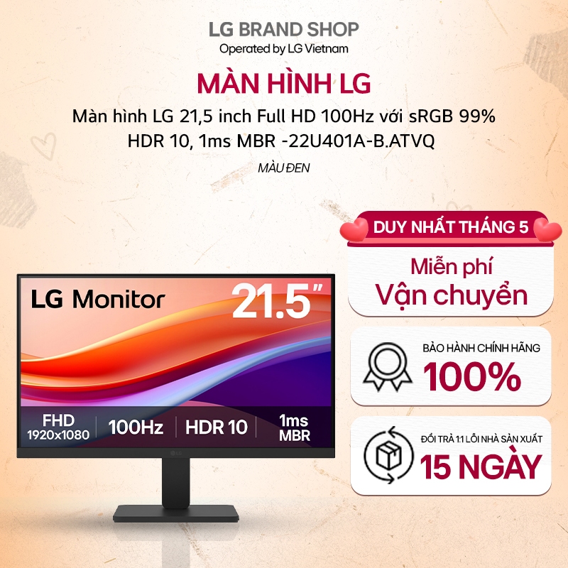 [Chỉ giao Miền Nam] 22U401A-B.ATVQ - Màn hình máy tính LG 21,5 inch Full HD 100Hz với sRGB 99%, HDR 