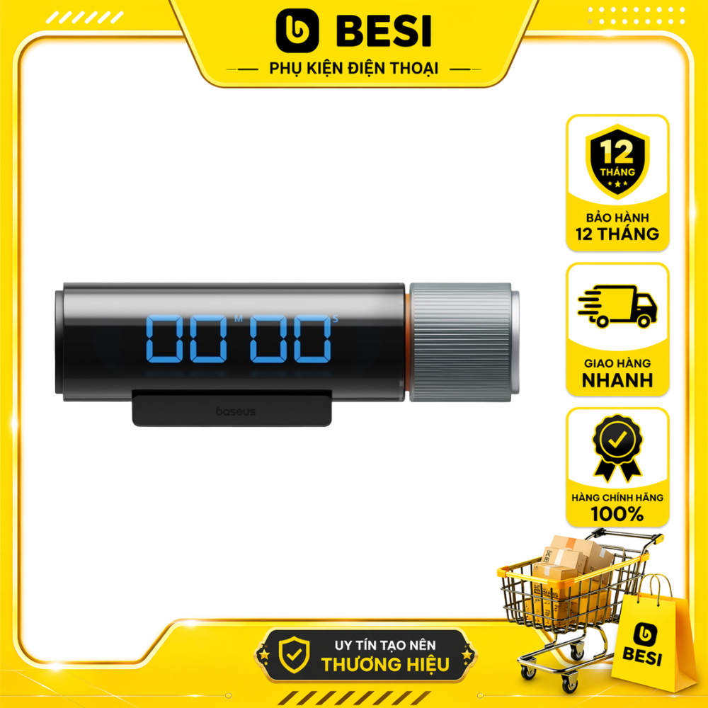 Đồng Hồ Hẹn Giờ Đếm Ngược Baseus Heyo | Đế Hít Nam Châm, Màn Hình LED Xoay Lật