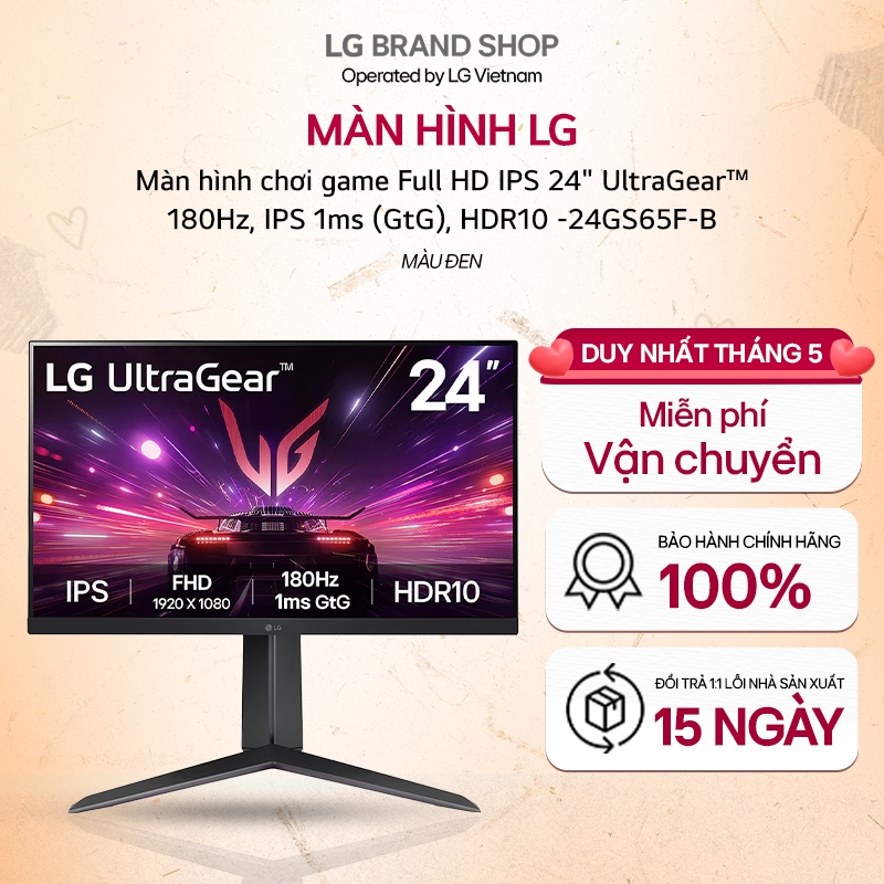 [Chỉ giao Miền Bắc] 24GS65F-B Màn hình chơi game Full HD IPS 24" UltraGear™ | 180Hz, IPS 1ms (GtG), 