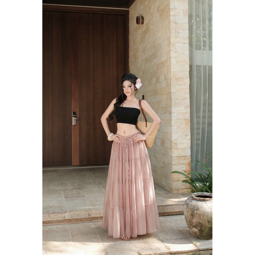 Chân Váy Voan Tơ Nhún Bồng Bềnh Dáng Maxi Dài 𝐃𝟐𝐓 𝐒𝐓𝐎𝐑𝐄