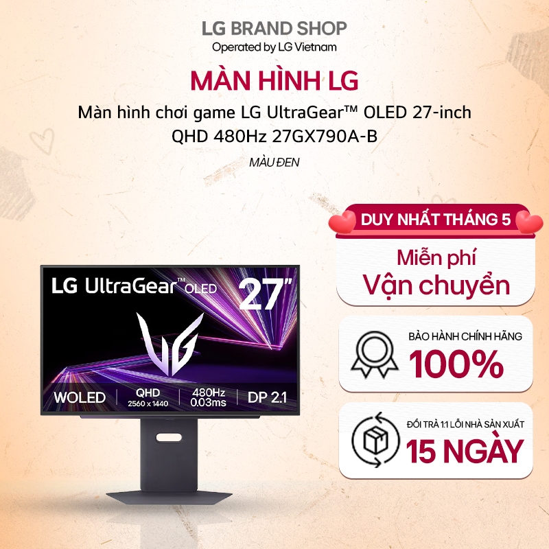 Màn hình Gaming LG UltraGear™ OLED 27-inch QHD 480Hz | 0.03ms (GtG), DP 2.1, DisplayHDR True Black 4