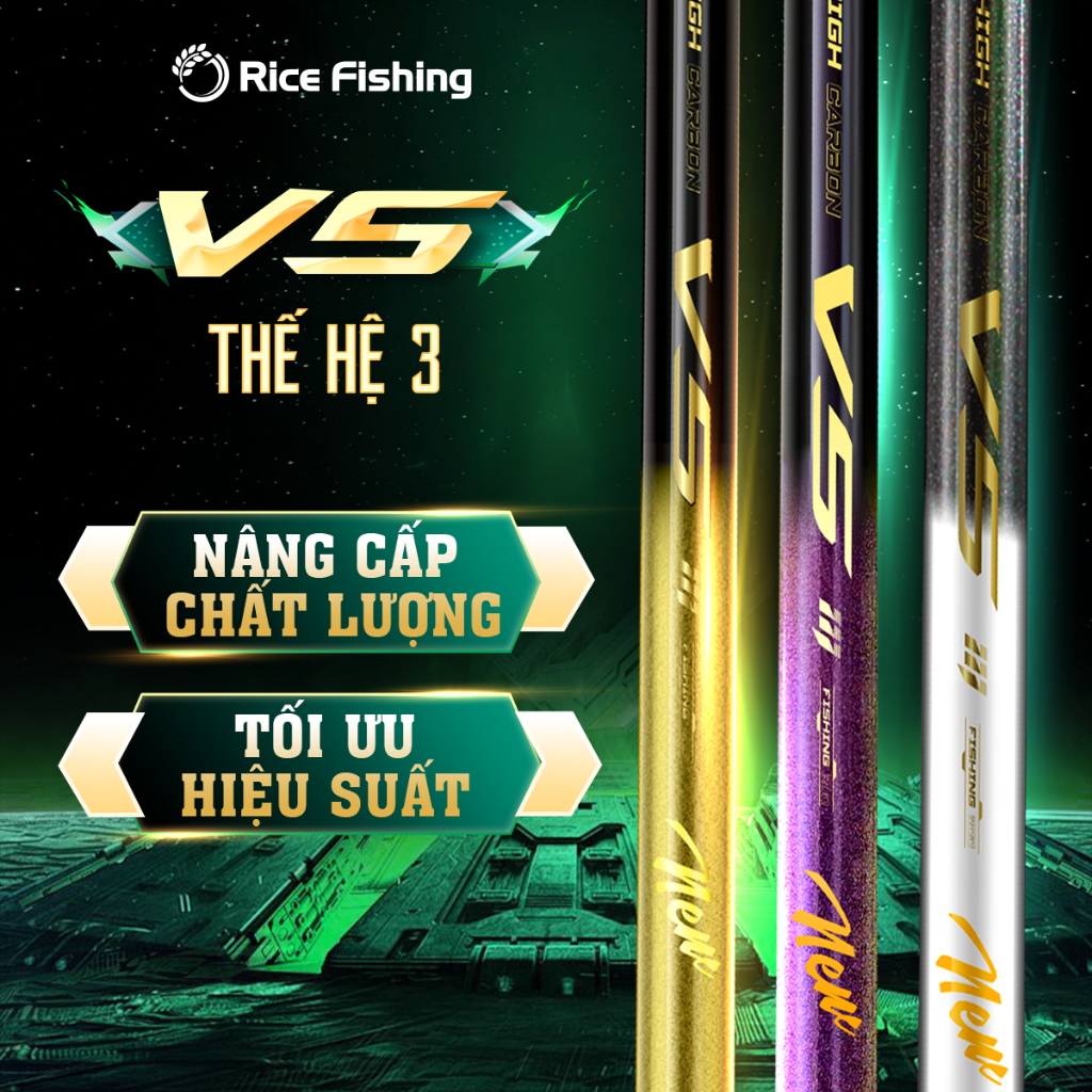 Cần câu đài V5 Thế hệ 3 Rice Fishing carbon 30T & 40T phiên bản 2025