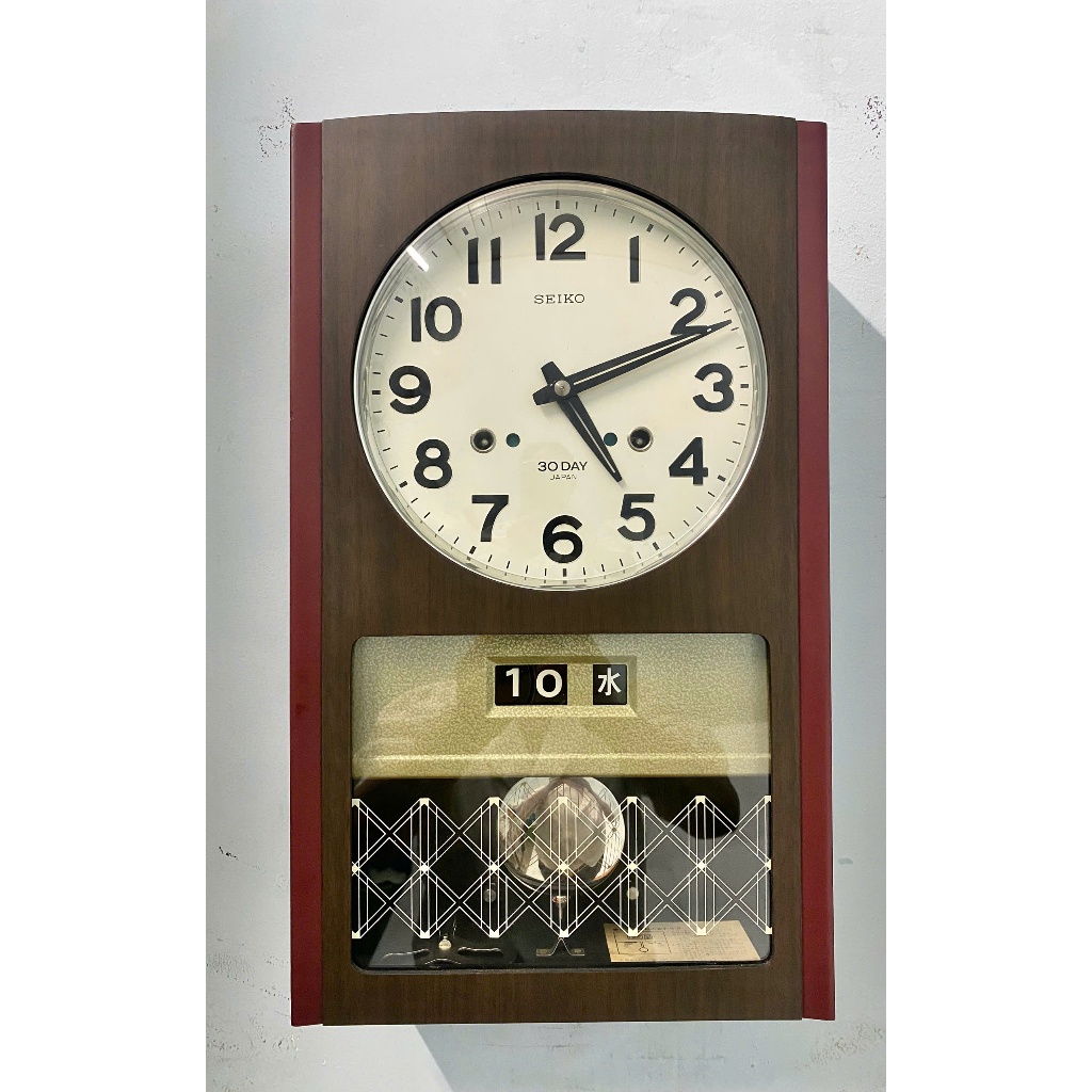 #.Đồng hồ treo tường quả lắc gỗ, Seiko 30 day 1970,# .Đồng hồ côn cổ